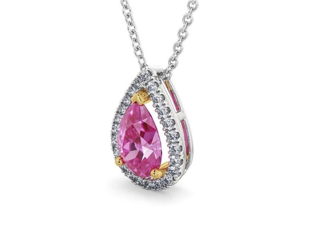 Vivid pink pear pendant